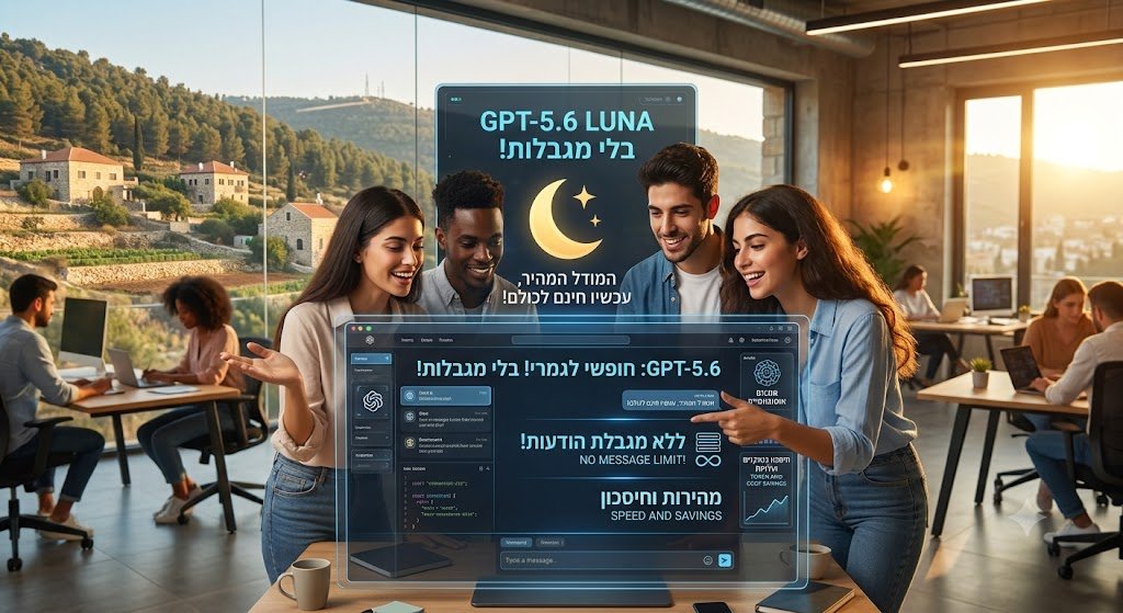 🌙 בשורה ענקית: GPT-5.6 Luna זמין לכולם – וללא מגבלת הודעות!